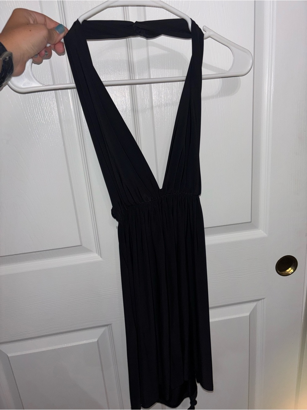 Boohoo Black Backless Plunge Halter Dress